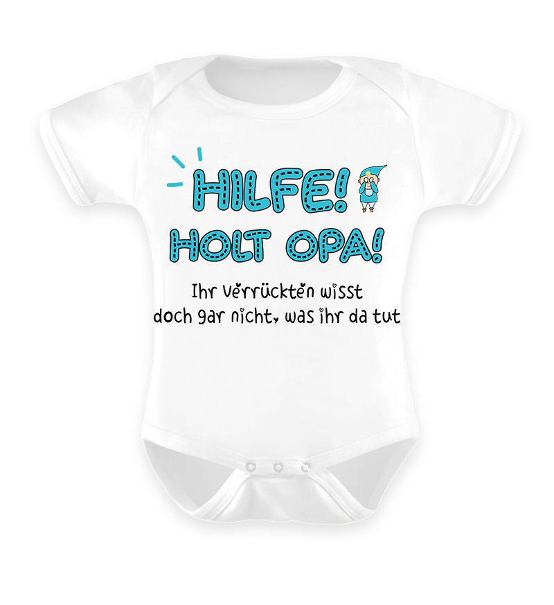 "Hilfe holt Opa" Babybody für Jungs mit lustigem Spruch Zwergenwunder