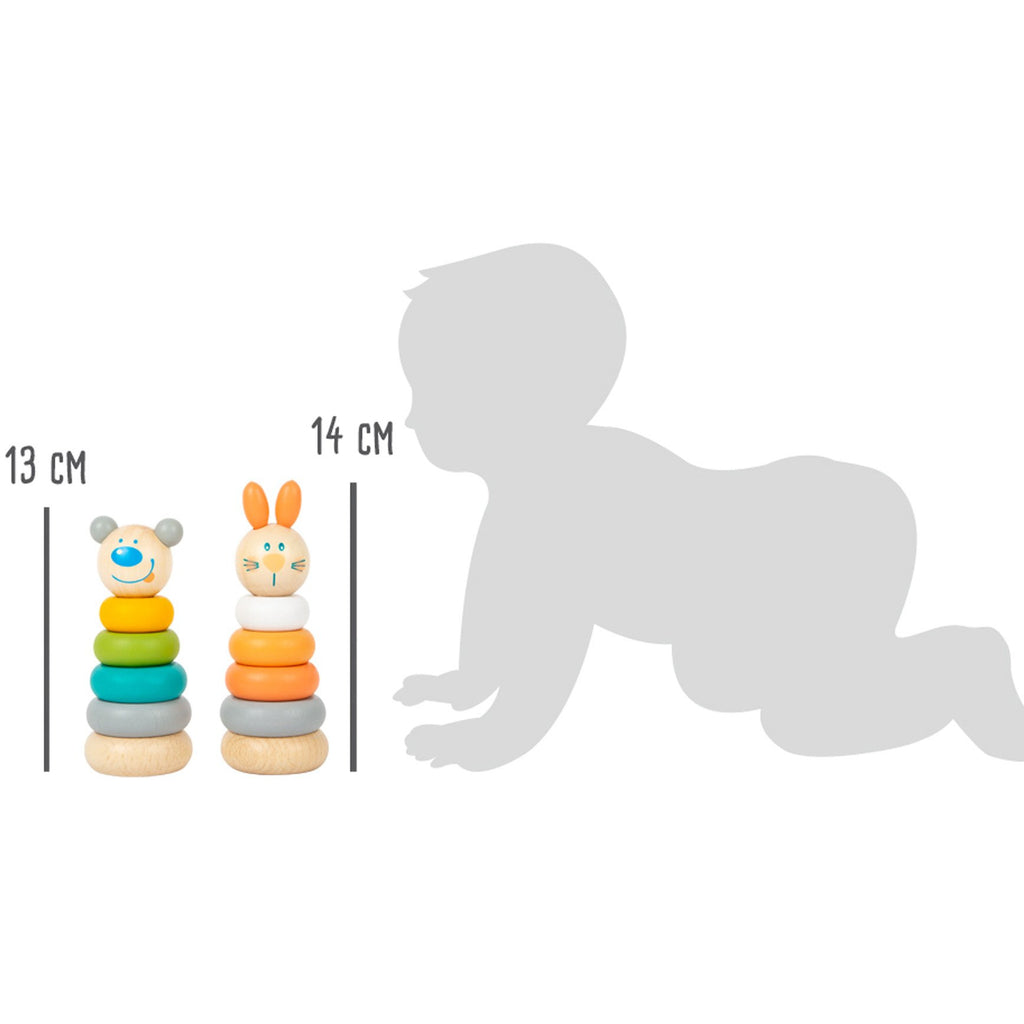 Holz Stapelturm in Pastell Farben - Hase oder Bär - Zwergenwunder